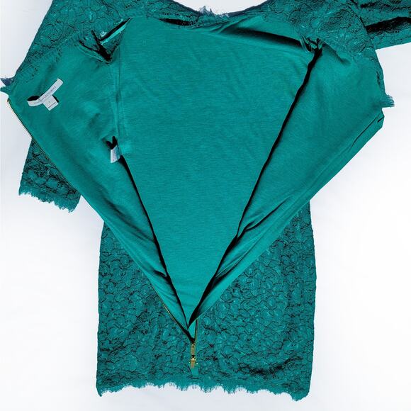 DIANE VON FURSTENBERG Size 2 Lace Cocktail Dress Womens Bodycon Mini Zarita - Picture 9 of 11